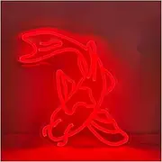 Sign Lamp Fish Neon Sign Red LED Light for Wall Art Decor USB Powered for Bedroom Living Room Restaurant Office 35.5cm×33.5cm