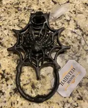 NEW Haunted Manor Wrought Iron Spider On Web Door Knocker 9”x 6”