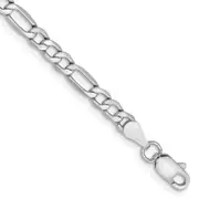 14K White Gold 7 Inch 3.5mm Semi-Solid Figaro With Lobster Clasp Bracelet