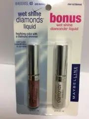 BONUS Maybelline Wet Shine Diamonds Lip Gloss PINK DIAMONDS Clear Cut Diamond 03