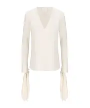Givenchy V-Neck Ruffled Blouse FR36,FR38,FR40,FR42 off white