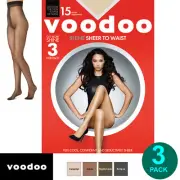 Voodoo 3 Pack Shine Sheer To Waist 15 Denier Women Stockings Pantyhose Tights