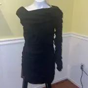 Zara Ladies Black Rouched One Sleeve Cocktail dress. Size large. NWT.