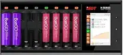 ISDT N8 Universal Battery Charger, LCD Digital Charger, 8-Slot Speedy Smart Battery Quick Charger for Rechargeable Batteries AA AAA Li-lon LiHv NI-MH NI-Cd LiFePO4 Discharge Protection Function