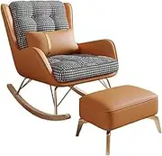 OWELLK Living Room Rocking Chair,Modern Soft Sleeper Armchair,Rocking Chair with Foot Stool,Bedroom Living Room Reading Chair(Orange a)