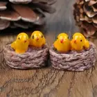 Mini nest with birds fairy garden miniatures gnomes moss terrariums resin cY-SN