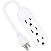 Kab Enterprise PS-304 White Mini 3-Outlet Power Strip - Quantity 1