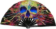 Generisch Rainbow Hand Fan - Hand Fan Bamboo Folding Hand Fan, Dance Fan, Large Folding Hand Lapse Fan, Portable Folding Hand Fan, Decorative Folding Fan for Men and Women