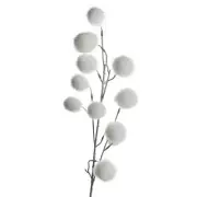 Artificial Glittered Chestnut Pods Stem, White, 30-inch