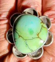 Gorgeous !!Adam Fiera Hubei Turquoise Native American S.S. ADJUSTABLE Ring