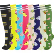 8 Pairs Compression Socks for Women & Men Knee High Compression Stocking Circ...