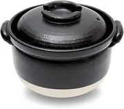 DONABE Clay Rice Cooker Pot Casserole Japanese Style made in Japan for 2 to 3 cups with Double Lids, Microwave Safe
