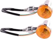 Turn Signal Indicator 2Pcs 10mm 2 Wires Universal Motorcycle Turn Signal Light Lamp Amber Blinker Indicator 12V Waterproof