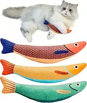 BYVCUI Cat Toys Catnip Saury Fish with Crinkle Sound, Soft Durable Interactive Kicker Toys for Indoor Cats, Kitten Chew Grab Wrestle Toys for All Breeds Cat Kitty (A)