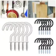 10X White Mug Shouldered Hanger Cup Hooks Heavy Duty Screw-In Ceiling Hooks Cup