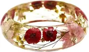 [Abaodam] Resin Floral Bracelet For Lady - Epoxy Resin Floral Bangle For Women, 6.4X2.3CM, Resin, No Gemstone
