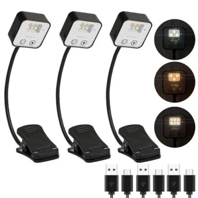3 Pack Rechargeable Book Lights for Reading at Night in Bed, 6 LED Reading