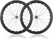 700c Road Bike Front Rear Wheel Set Thru Axle, 50-45mm Carbon Fiber Wave Rims, XD, Center Lock Disc Brake Hub for 12 Speed Cassette, Compatible with Tubeless & Clincher