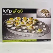 Prodyne Deviled Iced Eggs Chilling Tray Serving Platter Stainless Steel 24 Halve