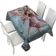 Fantasy Art Pink Butterfly Girl Tablecloth