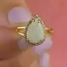 2.40Ct Pear Cut Lab-Created Fire Opal Halo Engagement Ring Yellow Gold Plated