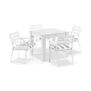 Hugo Outdoor 4 Seater Square Ceramic and Aluminium Dining Table with Kansas Chairs in Sunbrella