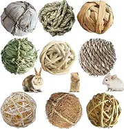 Rabbit Bunny Chew Toys 9 Pcs, Natural Rabbit Toys, Round Hamster Ball, Small Play Chinchilla Toys for Rabbits Guinea Pigs