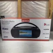 Aiwa 7" LCD Streaming, DVD, CD, FM Radio & Bluetooth Portable Boombox - Black