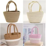 AU Twisted Cotton Thread Woven Handle Bag Women Vacation Travel Storage Bag