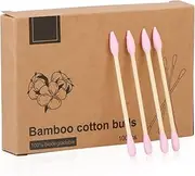 Natural Bamboo Cotton Swabs, Eco-Friendly & Biodegradable – Comfortable and Soft,Plastic Free Double Ear Sticks for Ears Cleaning and Makeup,Dirt Removal,crafts,painting (Pink-1 Pack of 100)