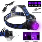 USB Rechargeable 395nm UV LED Headlamp Headlight Blacklight Head Lamp Zoom Light