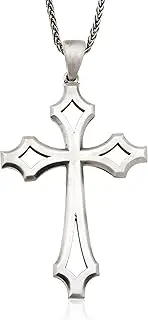 [bysilvergates] Cross Necklace For Men 925K Real Sterling Silver Crucifix Pendants Unique Design Jesus Cross Oxidized Solid Silver Christ Amulet Wood patterned Cross Valentines Day Gifts Unisex Religious Jewelry