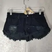 One Teaspoon Original Distressed Button Fly Short Rise Denim Short