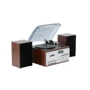 Lenoxx Audio Home Entertainment System (Brown) Turntable, CDs, Vinyl, Wireless S