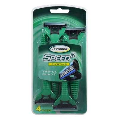 Triple Blade Speed 3 Pivoting Disposable Razor 4 Count