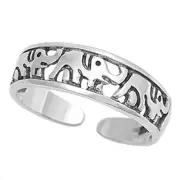 Elephant Toe Ring 925 Sterling Silver 5mm Band Adjustable