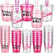 Kigeli 24 Pieces Lets Go Girls Bachelorette Party Decorations Supplies Cowgirl Shot Glass Necklace Shot Glass on Beaded Necklace Pink Shot Necklace Plastic Cups for Cowgirl Birthday Wedding party