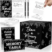 gisgfim 56 Pcs Share a Memory Cards Funeral Memory Cards Box Memory Table Signs Funeral Decorations Memorial Cards with Signature Pen for Funeral Favor Celebration of Life, Memorial Service, Birthday