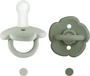 BebeBiu Baby Dummy, Pack of 2 Dummies, BPA-Free Silicone Soothers, Baby Pacifier with Large Air Holes, Newborn Essentials 6 Months Up (Mint/Sage)