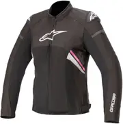 Alpinestars Stella T-GP Plus R V3 Air Ladies Motorcycle Textile Jacket, black-white-pink, Size L for Women Black White Pink
