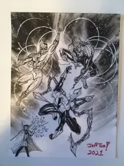 Spider-Man NWH Original Sketch Art by Jeff Tae 9x12