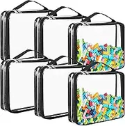 Sanwuta 6 Packs Toy Storage Bags Clear PVC Organizing Bags with Zippered, Waterproof Storage Bags for Toys, Kids Books, Balls, Building Blocks and Board Games, Black