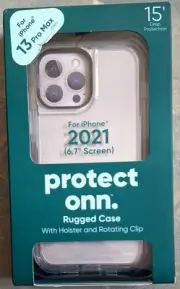 Onn Protective Rugged Case iPhone 13 Pro Max & 12 Pro Max W Holster & Clip - NEW