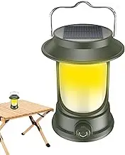 Solar Camping Lights Waterproof Lantern, Dimmable Dangle Tent Lights, 3 Light Modes Portable Lantern Flashlight for Outdoor | USB Rechargeable Lanterns,