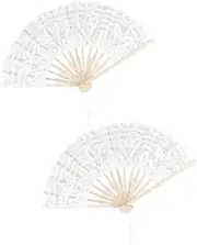 iplusmile Lace Handheld Fan 2pcs Vintage Fan for Women Tassel Design for Party Accessories