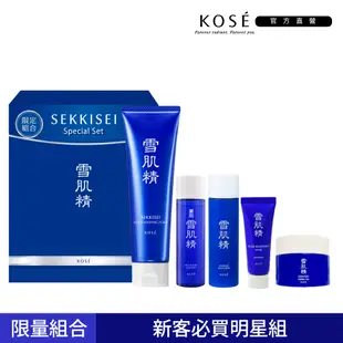 KOSE 高絲 雪肌精 淨透洗顏霜新客組(洗顏霜130g+雪肌精&乳液45ml+凝露20g+黑面膜25g)(母親節禮物)