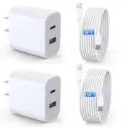 iPad Charger 2 Pack 20W Dual Port QC + PD 3.0 Power Adapter Fast Wall Charger