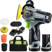 WORKPRO 12V Cordless Polisher, 3" Mini Car Detailing Grey, Black, Green