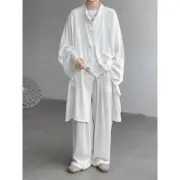 Chinese Style Tang Suit Men's New Chinese Loose Long Sleeved Pants Shirts 2pcs