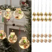 Christmas LED Light Snowflake Santa Lamp Window Ornaments Decoration